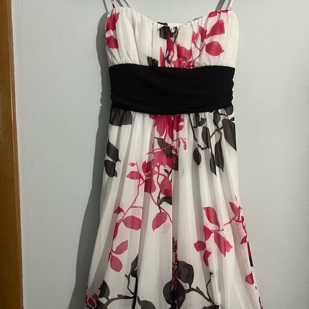 Speechless Strapless Dress - White, Pink, Brown
